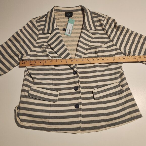 Market & Spruce Torin French Terry Blazer Blue Gray / Ivory‎ Striped XL NEW - Picture 14 of 16